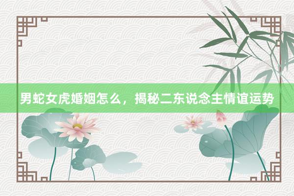 男蛇女虎婚姻怎么，揭秘二东说念主情谊运势